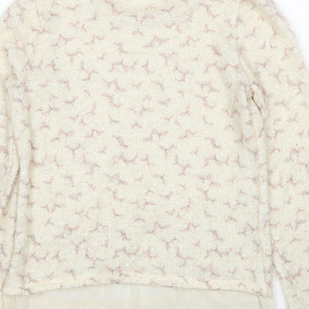 George Womens Beige Roll Neck Geometric Polyester Pullover Jumper Size 10