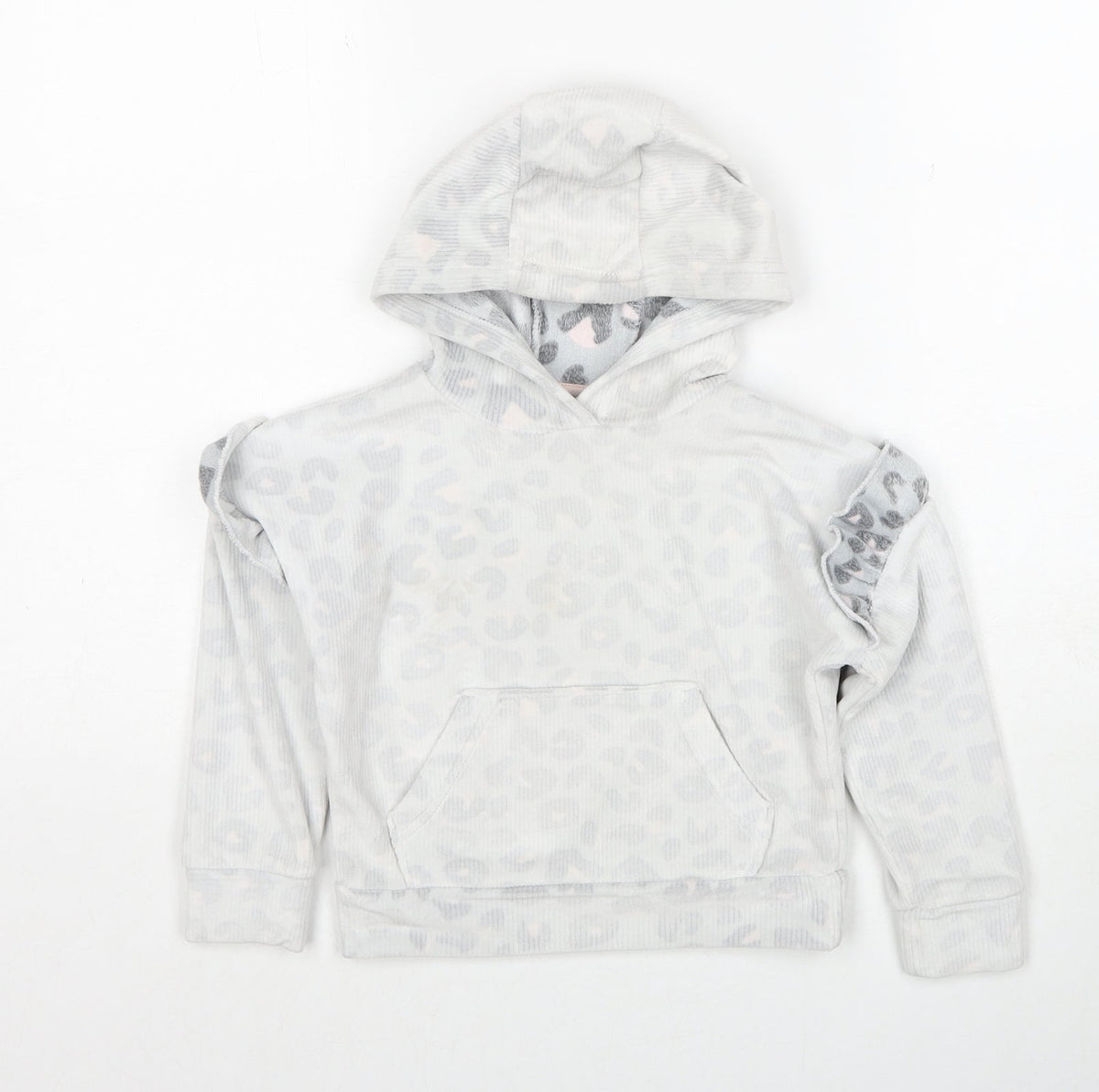 Matalan Girls Grey Geometric Polyester Pullover Hoodie Size 4 Years Pullover