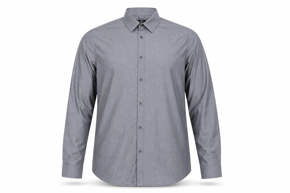 Mens UK Size 18 F&F Grey  Button-Up 3/4 Sleeve Casual Shirt