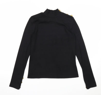 SheIn Womens Black High Neck Polyester Pullover Jumper Size M