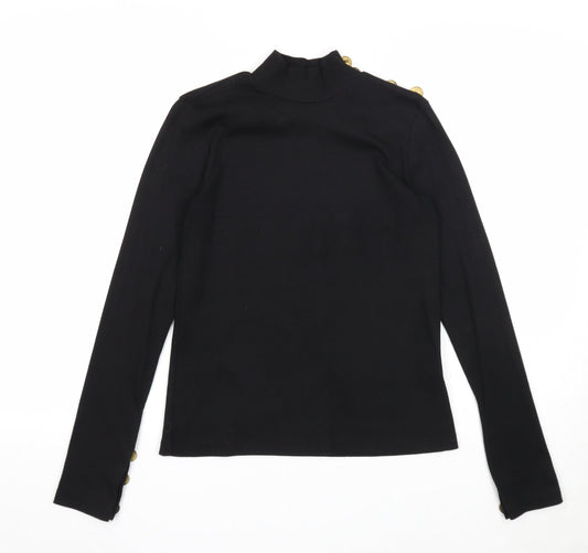 SheIn Womens Black High Neck Polyester Pullover Jumper Size M