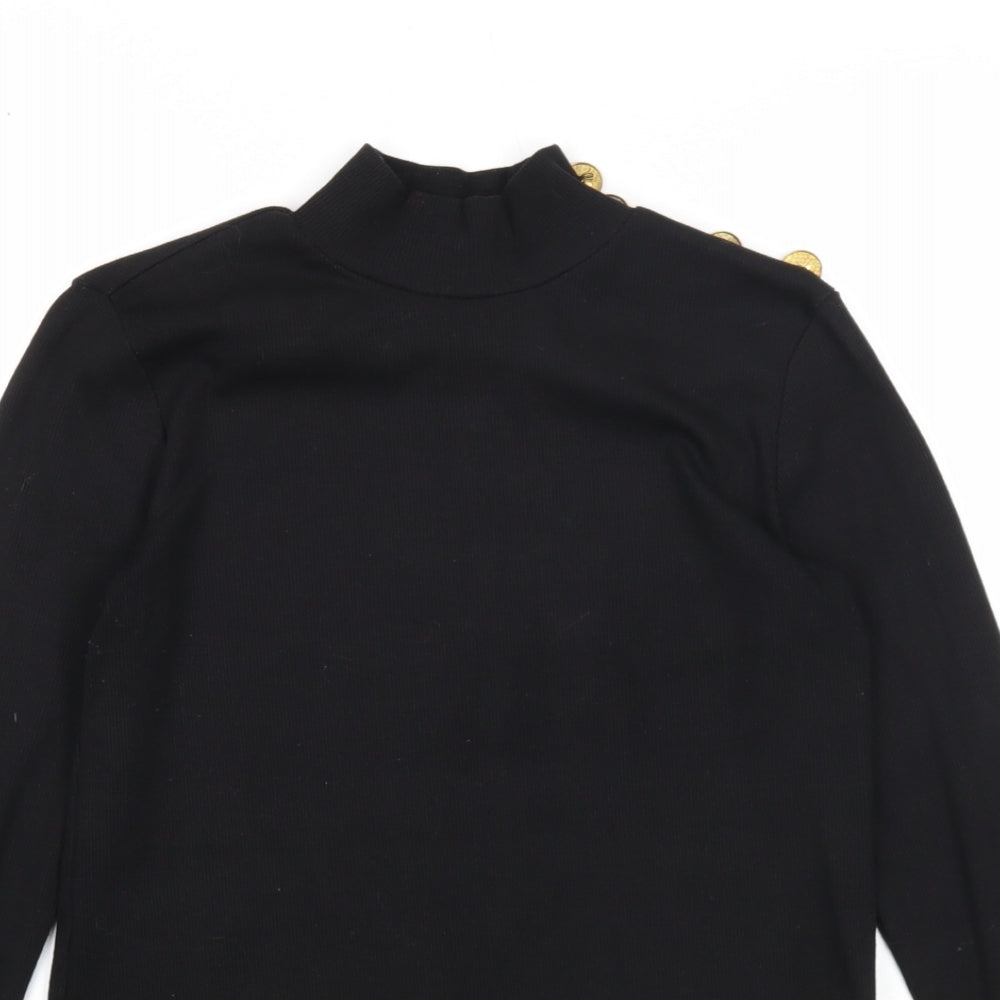 SheIn Womens Black High Neck Polyester Pullover Jumper Size M