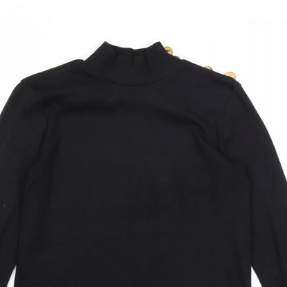 SheIn Womens Black High Neck Polyester Pullover Jumper Size M