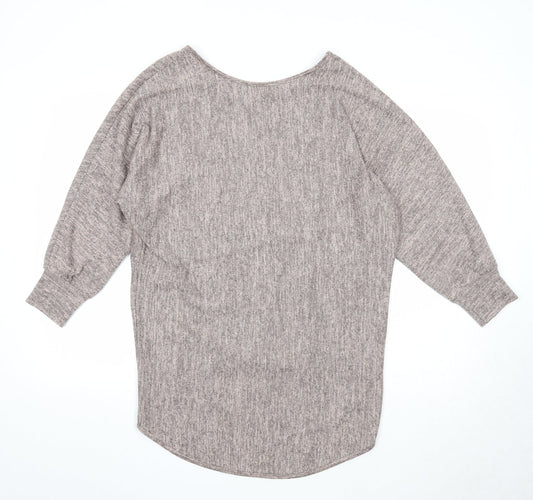 Apricot Womens Grey Scoop Neck Acrylic Pullover Jumper Size 10