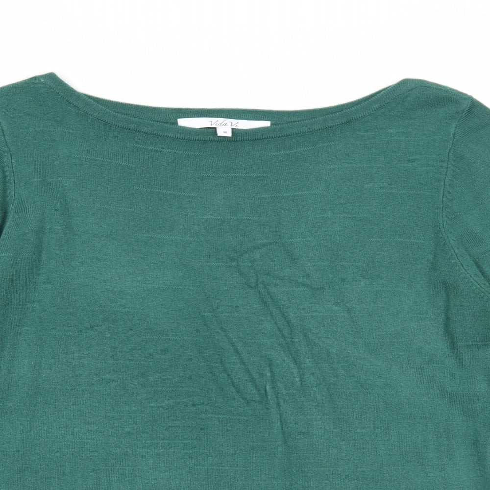Womens UK Size M Vida Vi Green Pullover Jumper