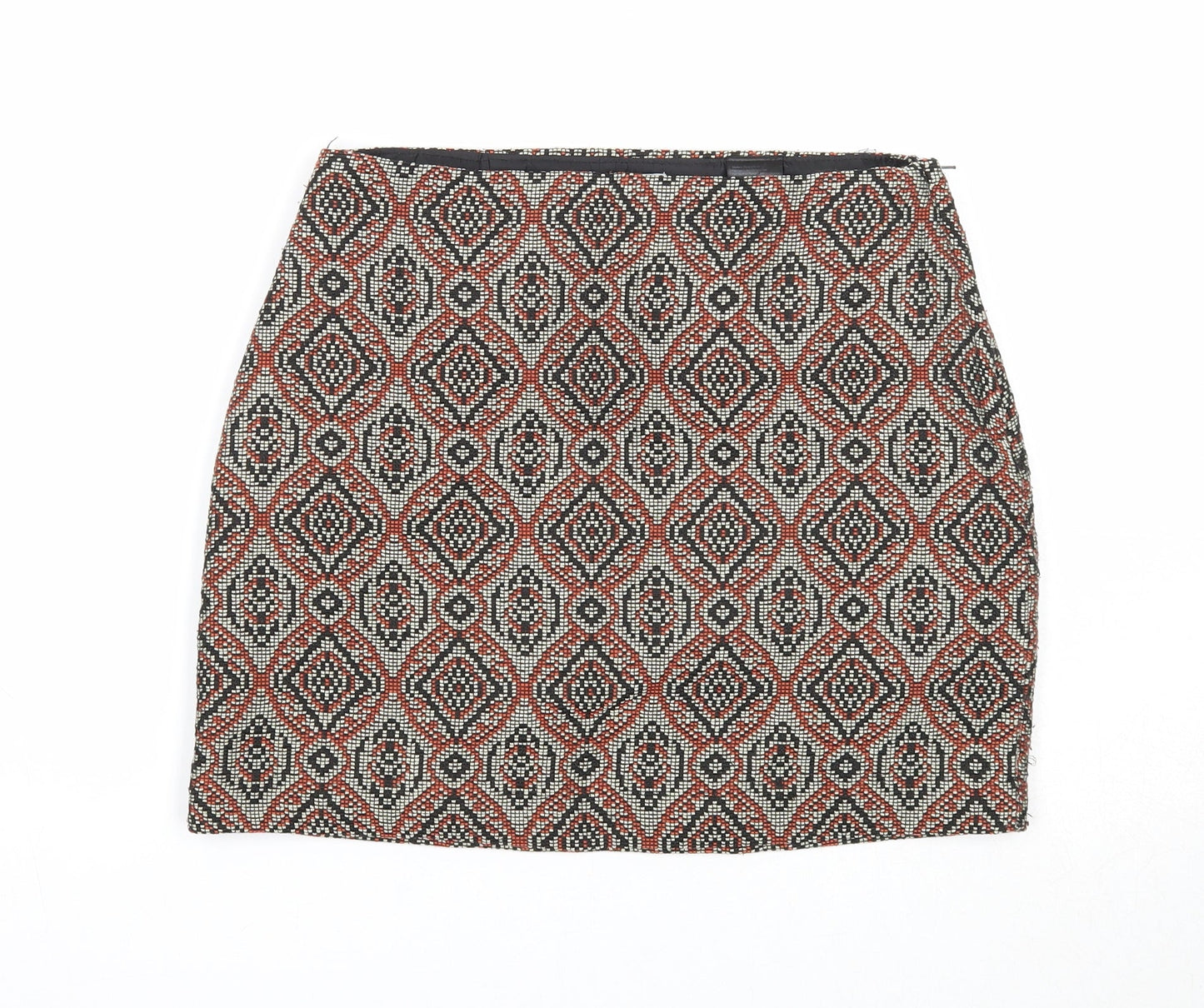 H&M Womens Multicoloured Geometric Polyester Bandage Skirt Size 8 Zip