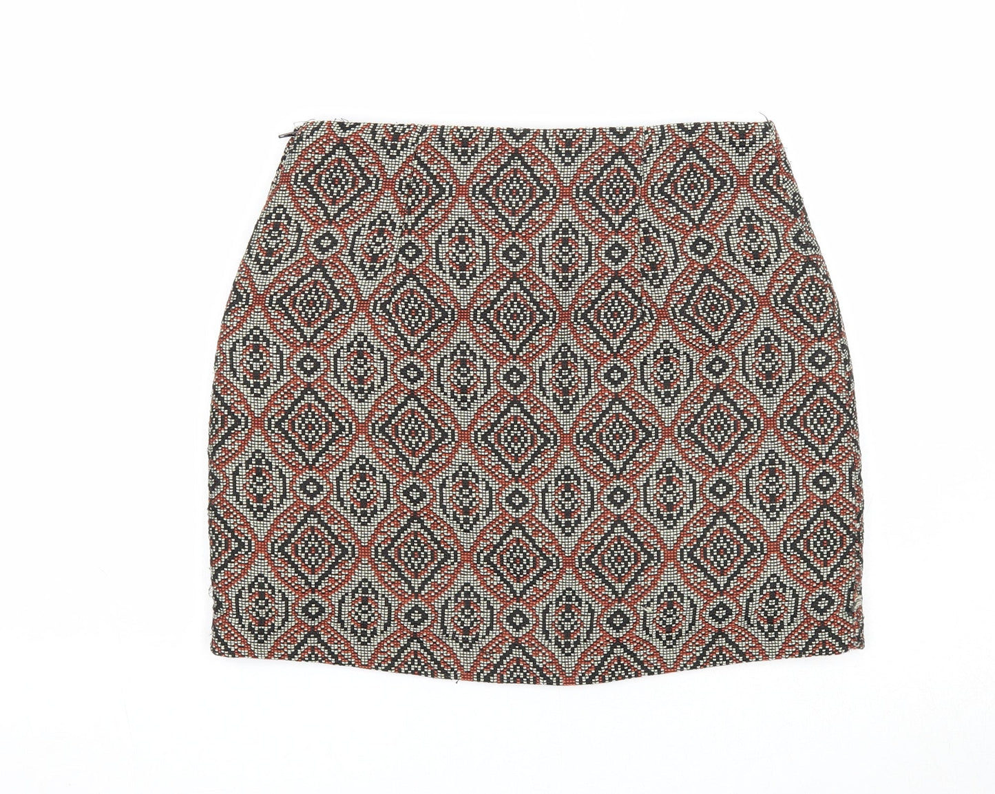 H&M Womens Multicoloured Geometric Polyester Bandage Skirt Size 8 Zip