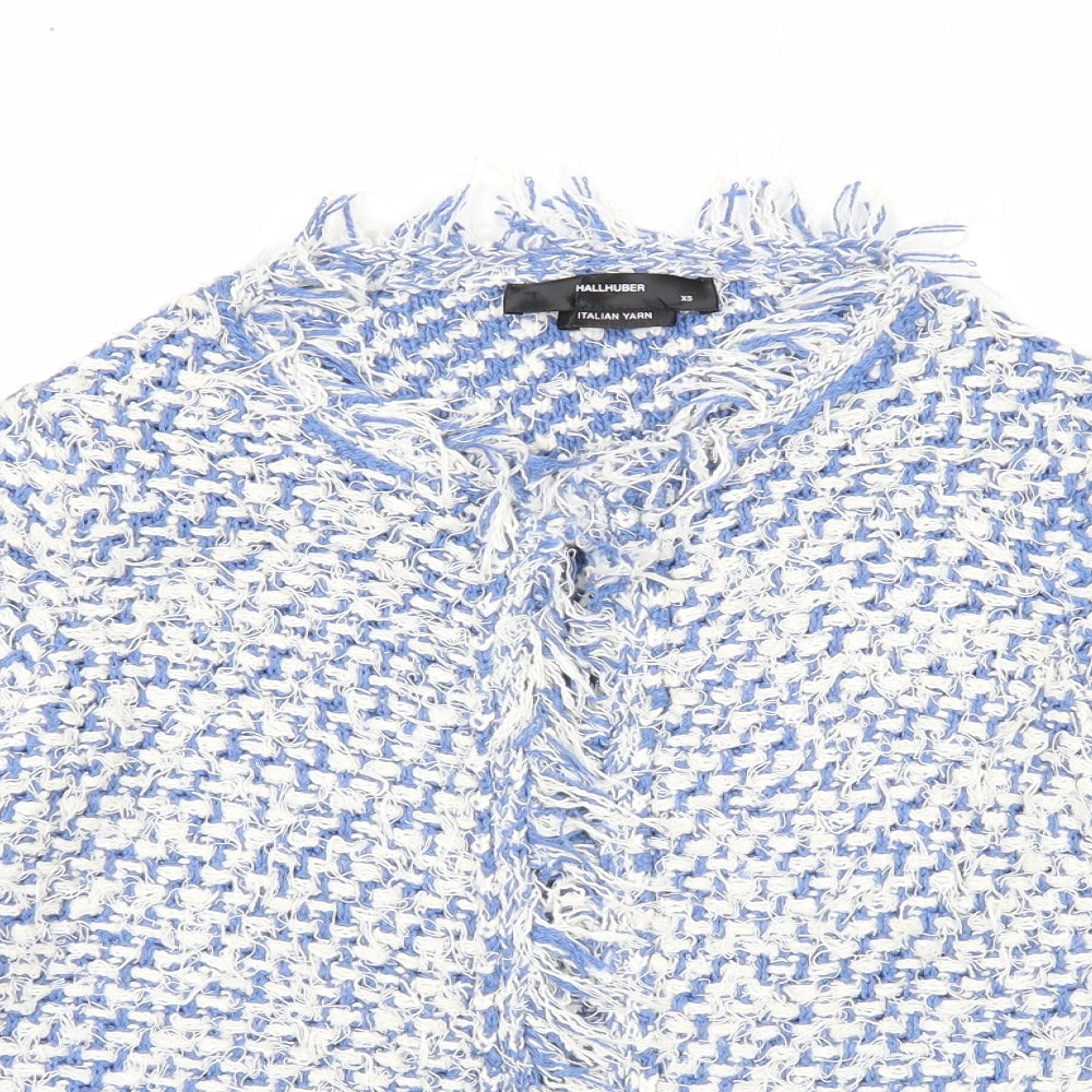 Hallhuber Womens Blue V-Neck Acrylic Cardigan Jumper Size XS