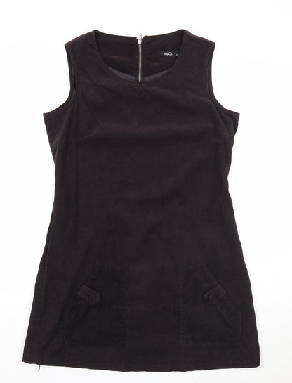 M&Co Womens Black Cotton A-Line Size 12 Round Neck Zip
