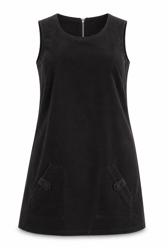 M&Co Womens Black Cotton A-Line Size 12 Round Neck Zip