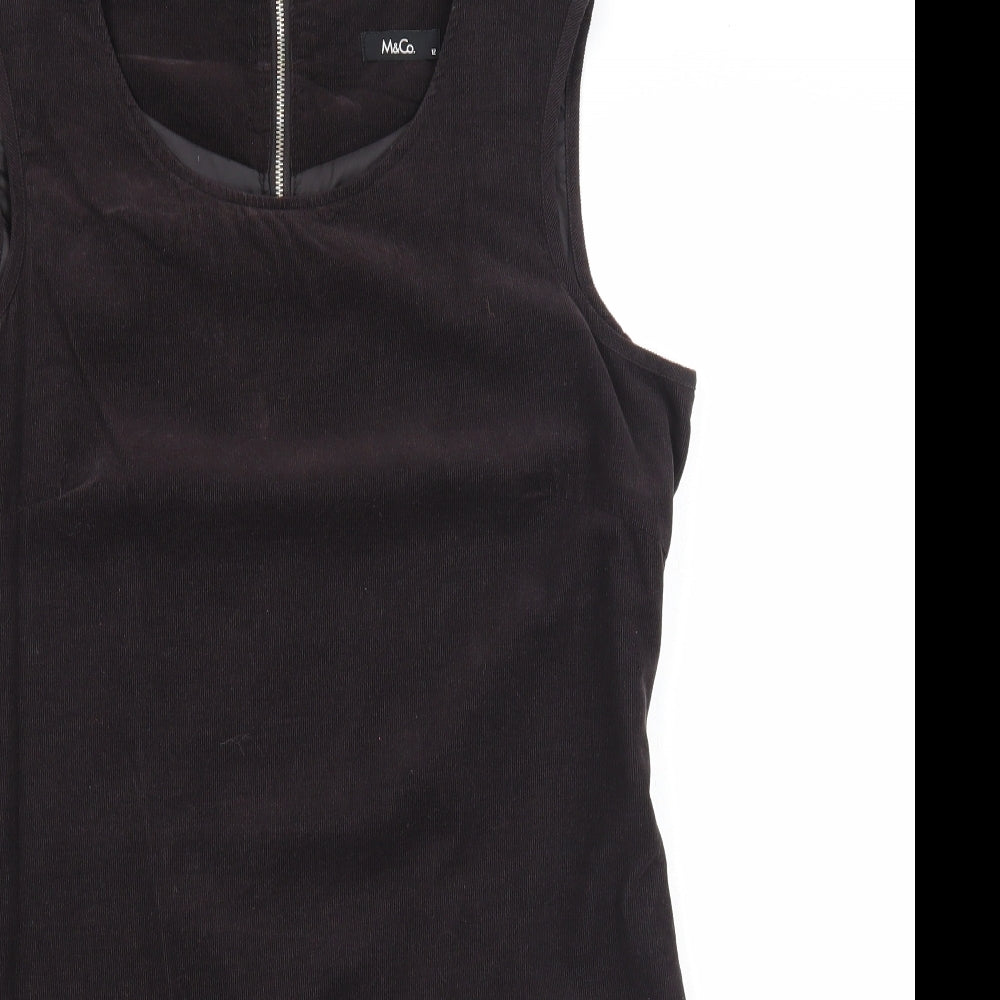 M&Co Womens Black Cotton A-Line Size 12 Round Neck Zip