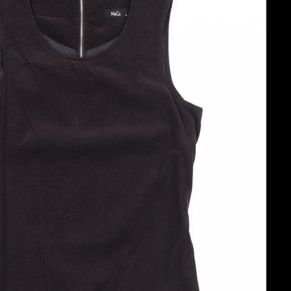 M&Co Womens Black Cotton A-Line Size 12 Round Neck Zip