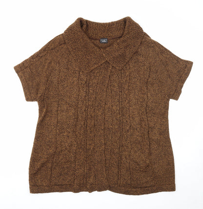 Miladys Womens Brown Collared Acrylic Cardigan Jumper Size 14