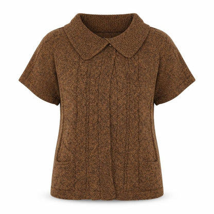 Miladys Womens Brown Collared Acrylic Cardigan Jumper Size 14