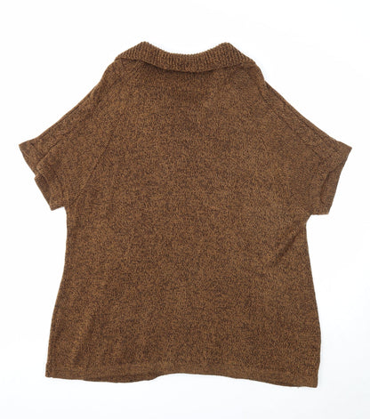 Miladys Womens Brown Collared Acrylic Cardigan Jumper Size 14