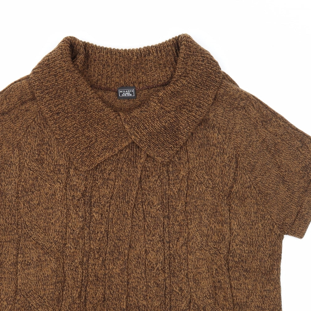 Miladys Womens Brown Collared Acrylic Cardigan Jumper Size 14