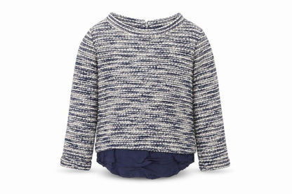Dunnes Girls Blue Round Neck Cotton Pullover Jumper Size 5 Years Button