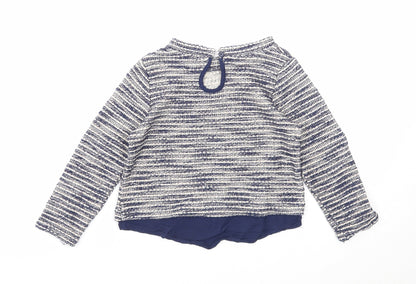 Dunnes Stores Girls Blue Round Neck Cotton Pullover Jumper Size 5 Years Button