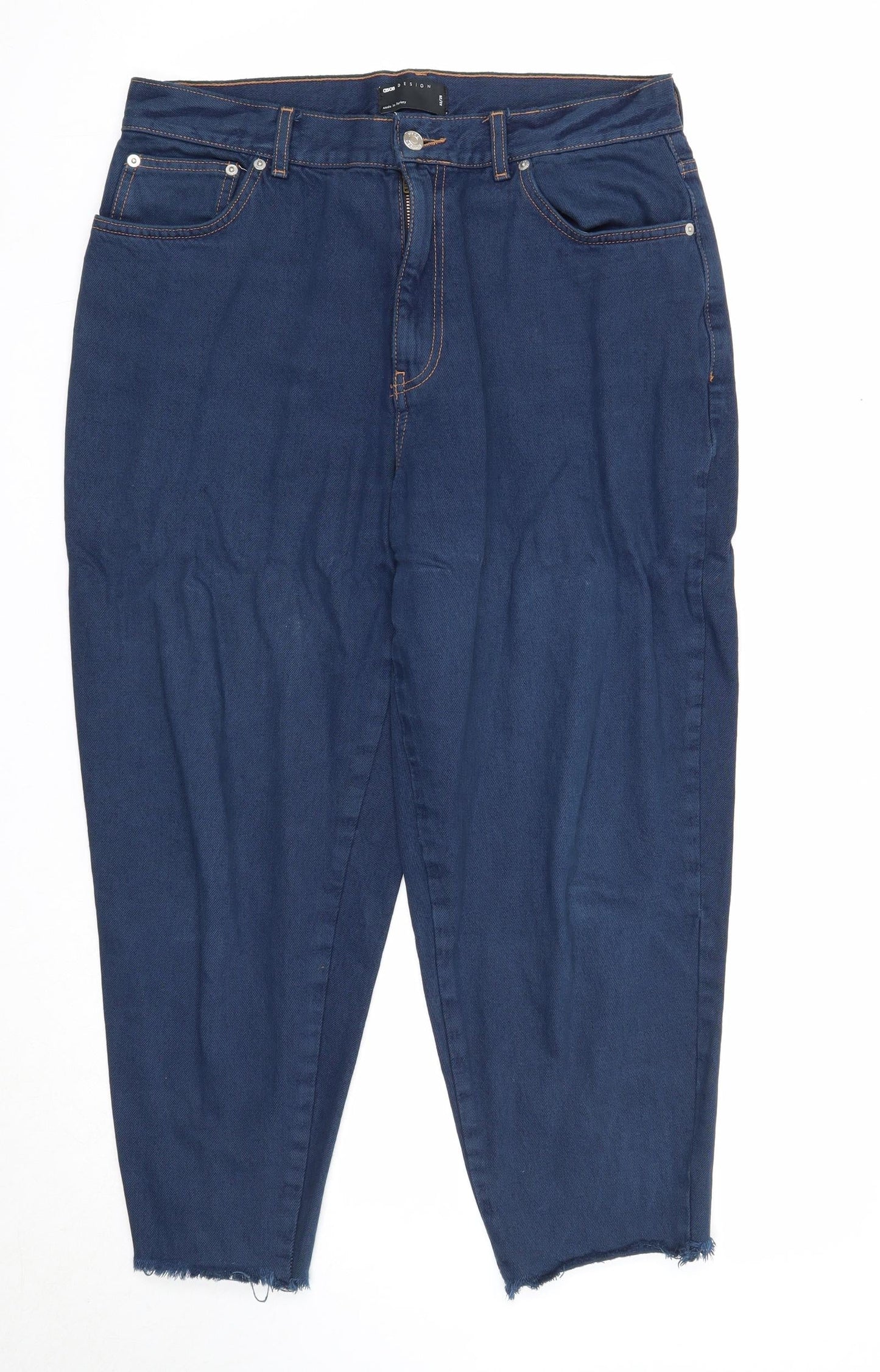 ASOS Womens Blue Cotton Straight Jeans Size 32 in L28 in Regular Zip