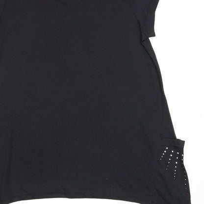 Being Casual Womens Black Polyester Basic Blouse Size 14 V-Neck