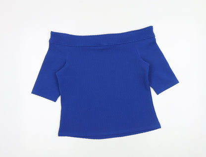 Womens UK Size 14 South Blue Basic Blouse