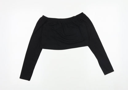 I SAW IT FIRST Womens Black Polyester Cropped Blouse Size S Off the Shoulder