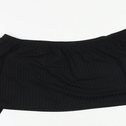 I SAW IT FIRST Womens Black Polyester Cropped Blouse Size S Off the Shoulder