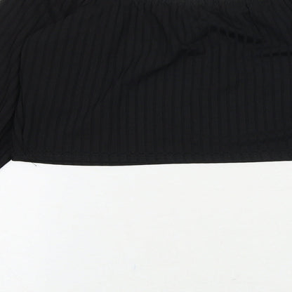 I SAW IT FIRST Womens Black Polyester Cropped Blouse Size S Off the Shoulder