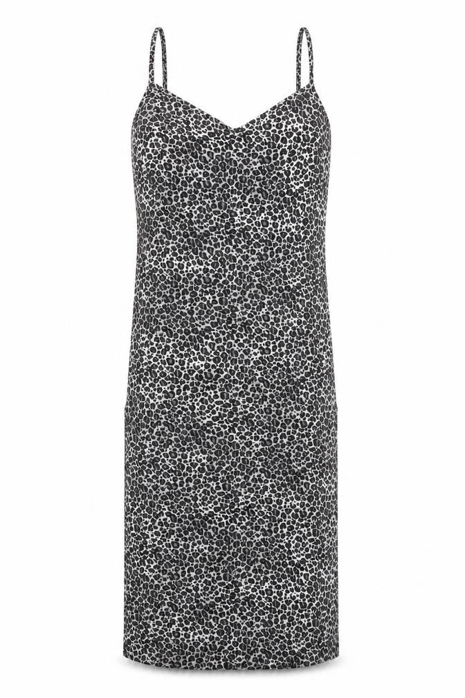 PRETTYLITTLETHING Womens Grey Animal Print Polyester Tank Dress Size 6 V-Neck Pullover - Leopard Print