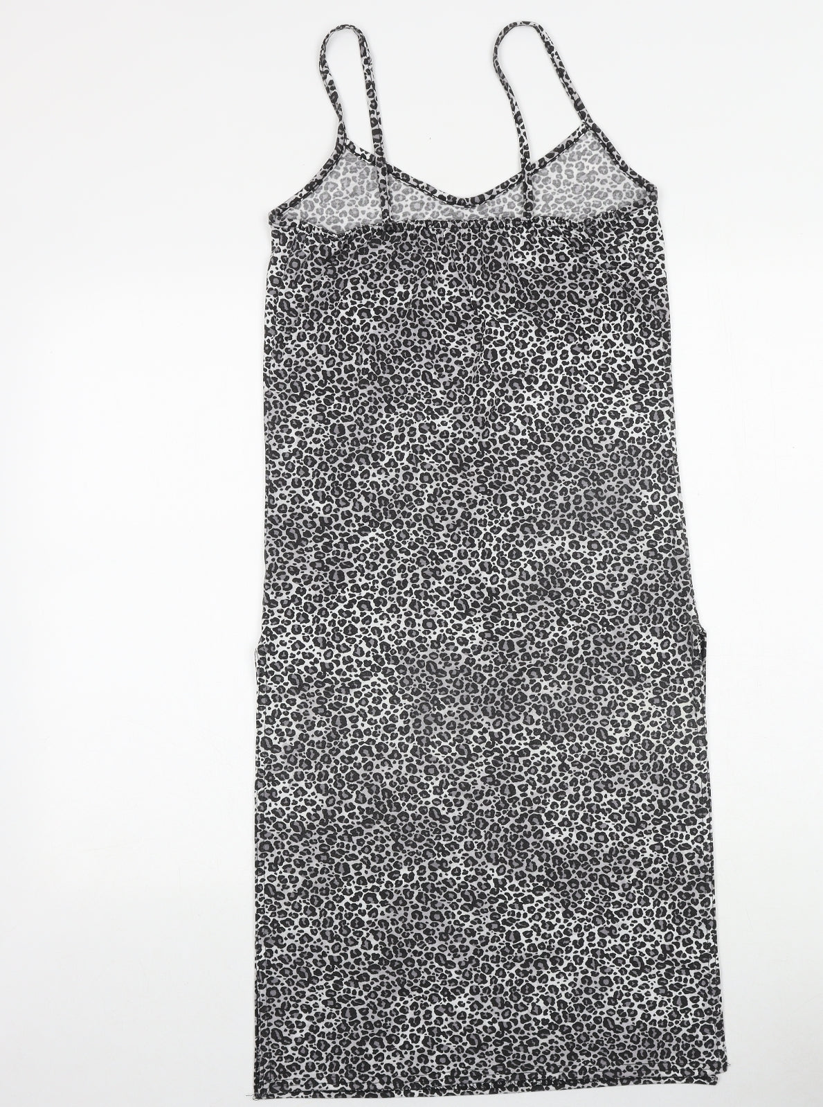 PRETTYLITTLETHING Womens Grey Animal Print Polyester Tank Dress Size 6 V-Neck Pullover - Leopard Print