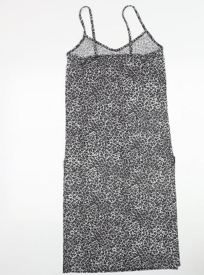 PRETTYLITTLETHING Womens Grey Animal Print Polyester Tank Dress Size 6 V-Neck Pullover - Leopard Print