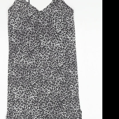 PRETTYLITTLETHING Womens Grey Animal Print Polyester Tank Dress Size 6 V-Neck Pullover - Leopard Print