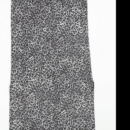 PRETTYLITTLETHING Womens Grey Animal Print Polyester Tank Dress Size 6 V-Neck Pullover - Leopard Print