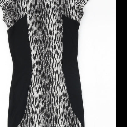 George Womens Black Geometric Polyester Shift Size 8 Round Neck Pullover