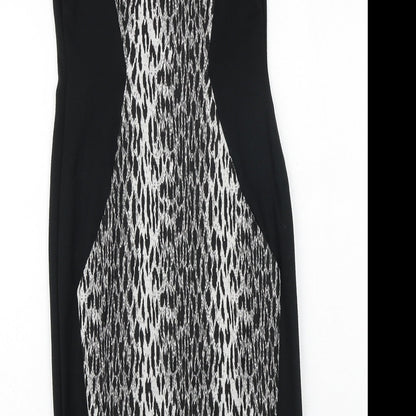 George Womens Black Geometric Polyester Shift Size 8 Round Neck Pullover