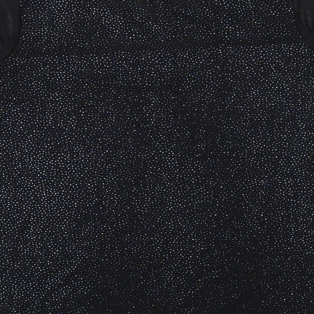 M&Co Womens Black Polyester Basic Blouse Size 12 V-Neck