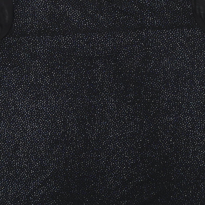 M&Co Womens Black Polyester Basic Blouse Size 12 V-Neck