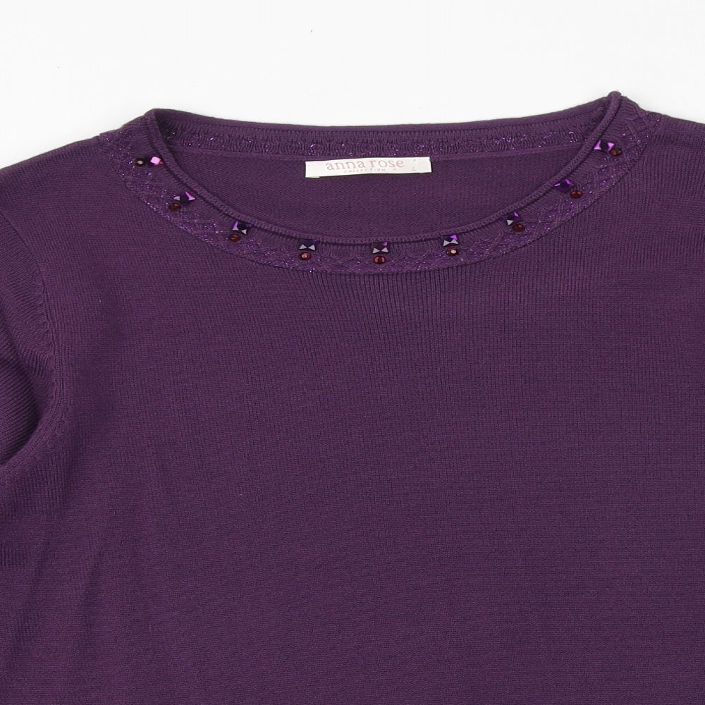 Womens UK Size L Anna rose Purple Pullover Jumper