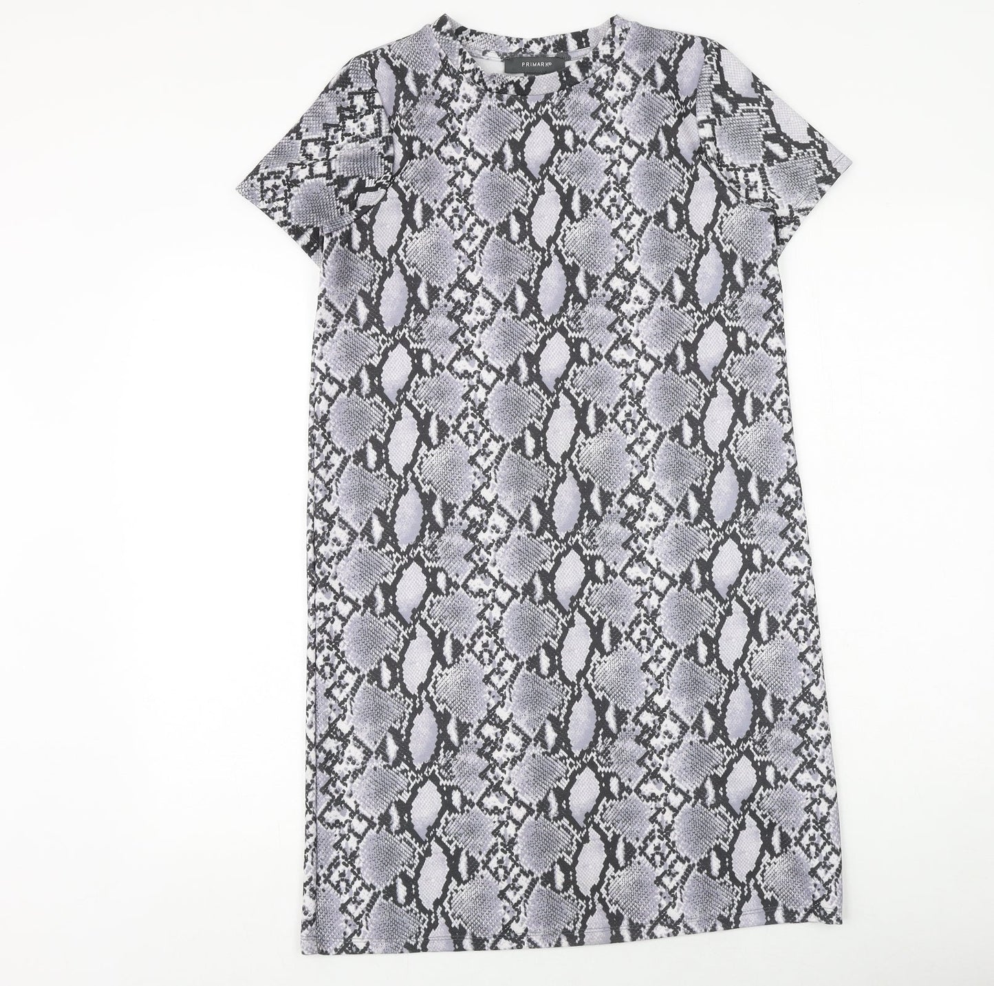 Primark Womens Grey Geometric Polyester A-Line Size 10 Round Neck Pullover