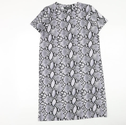 Primark Womens Grey Geometric Polyester A-Line Size 10 Round Neck Pullover