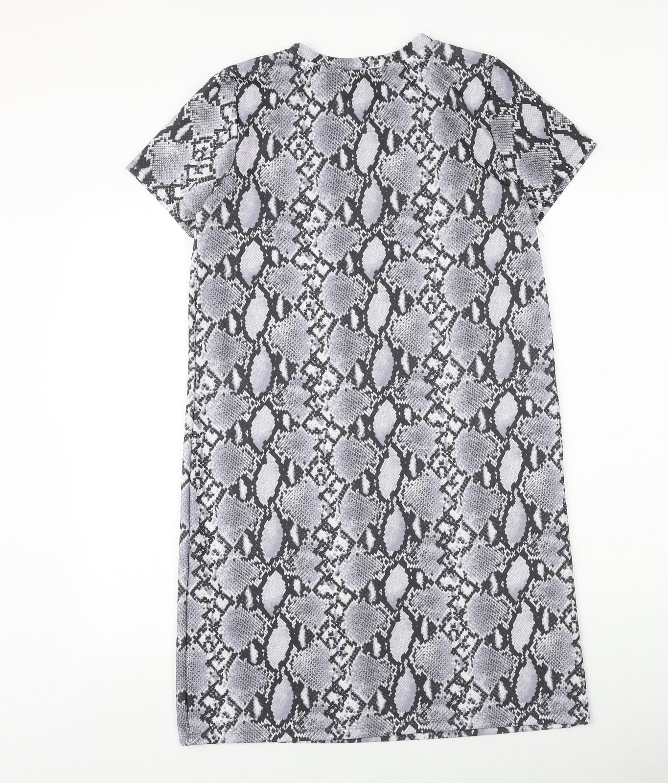 Primark Womens Grey Geometric Polyester A-Line Size 10 Round Neck Pullover