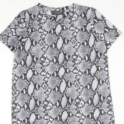 Primark Womens Grey Geometric Polyester A-Line Size 10 Round Neck Pullover