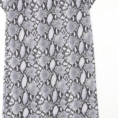 Primark Womens Grey Geometric Polyester A-Line Size 10 Round Neck Pullover