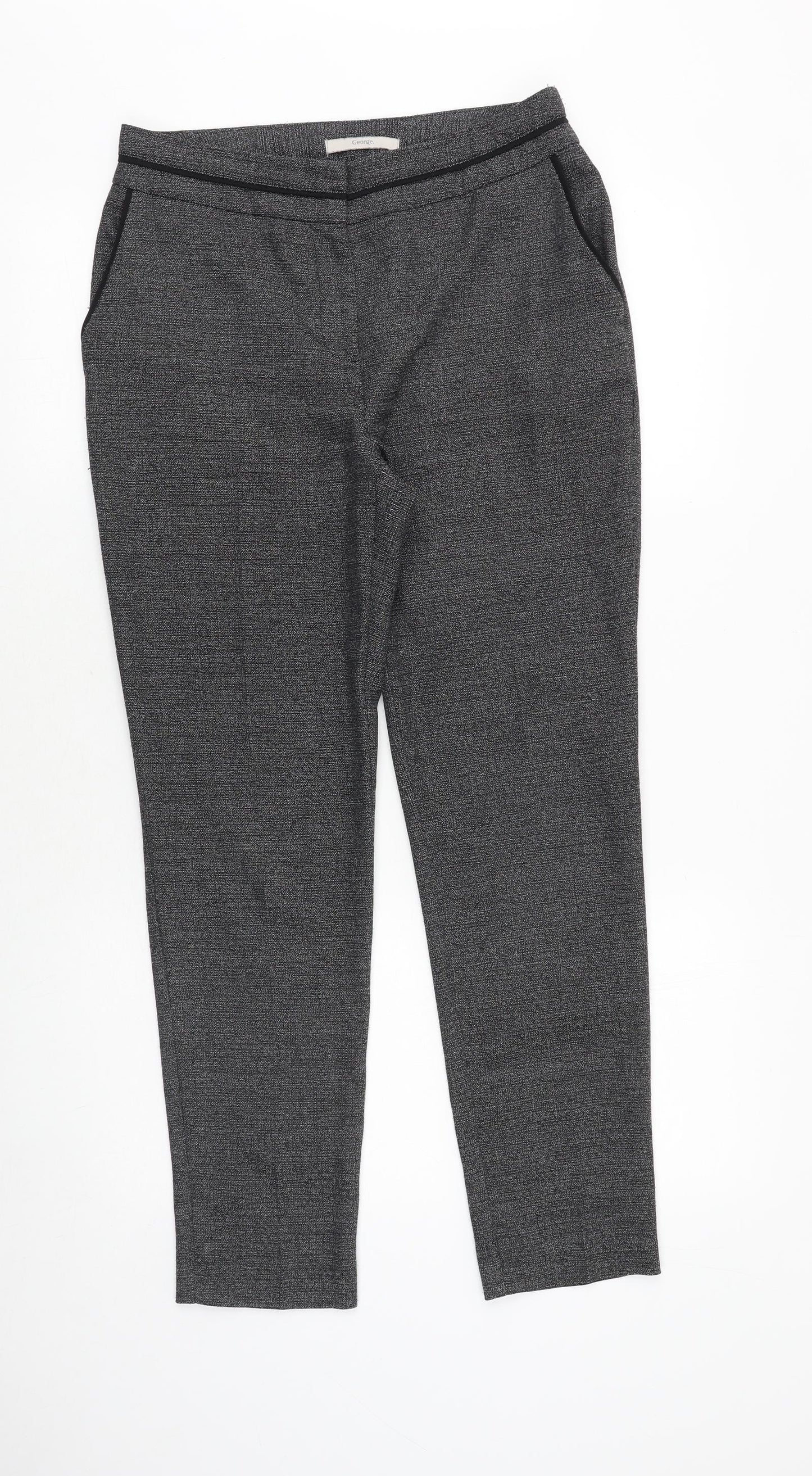 George Womens Grey Polyester Trousers Size 8 Regular Zip