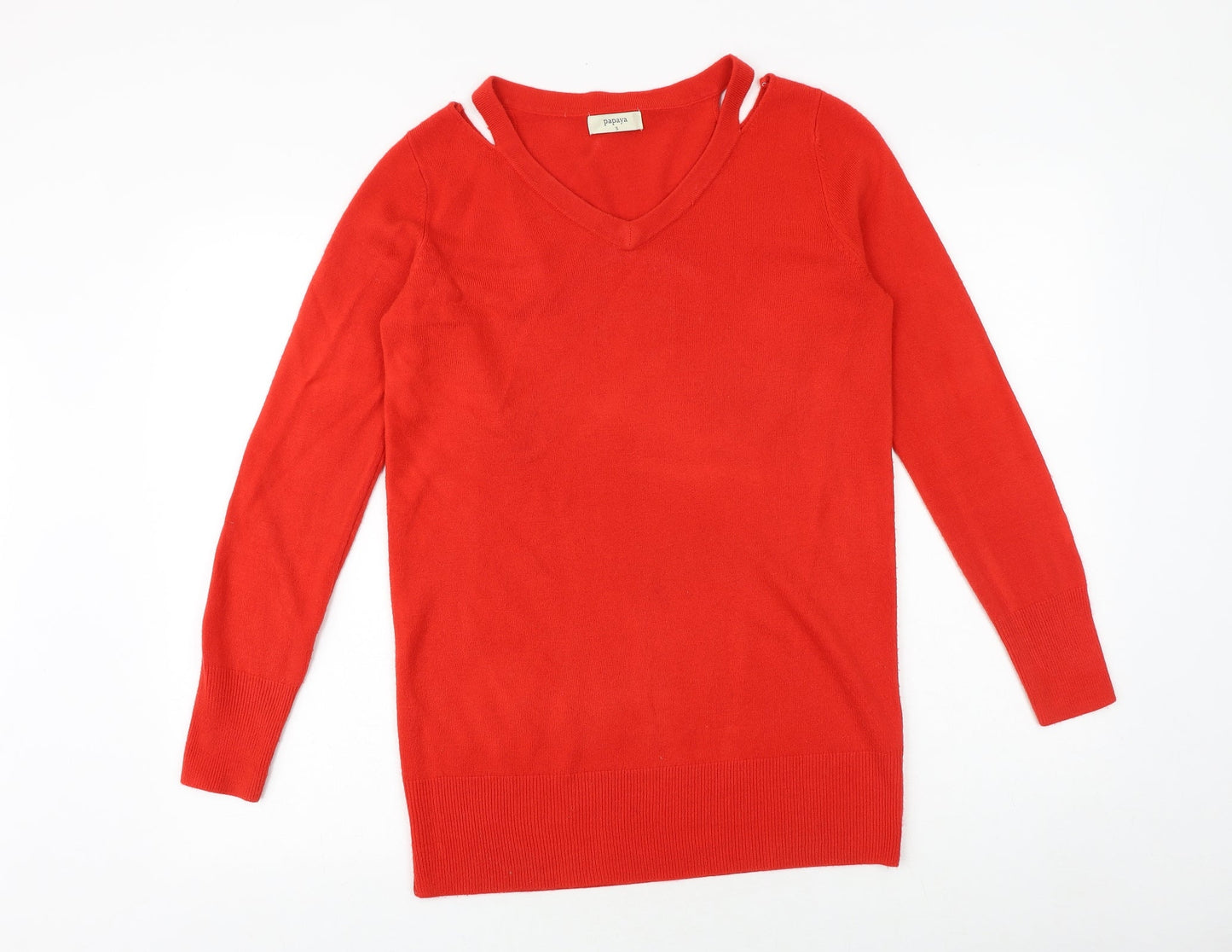Womens UK Size S Papaya Red Pullover Jumper