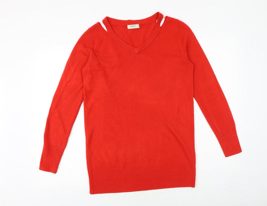 Womens UK Size S Papaya Red Pullover Jumper
