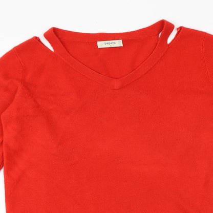 Womens UK Size S Papaya Red Pullover Jumper