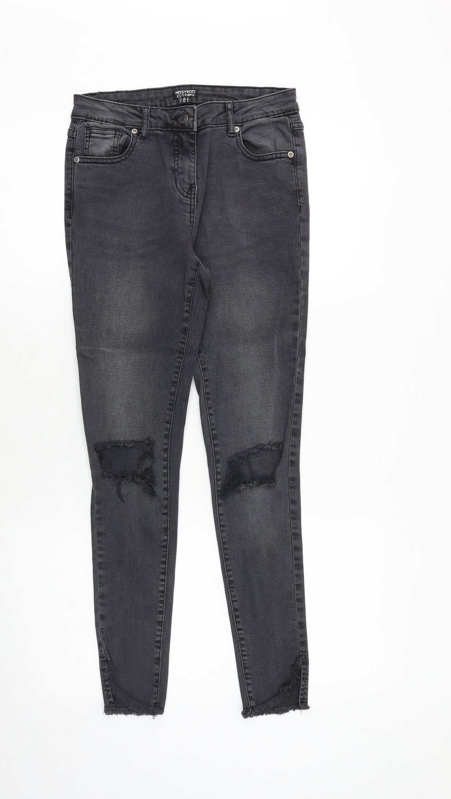 Missy Rose Womens Grey Cotton Skinny Jeans Size 8 Regular Zip
