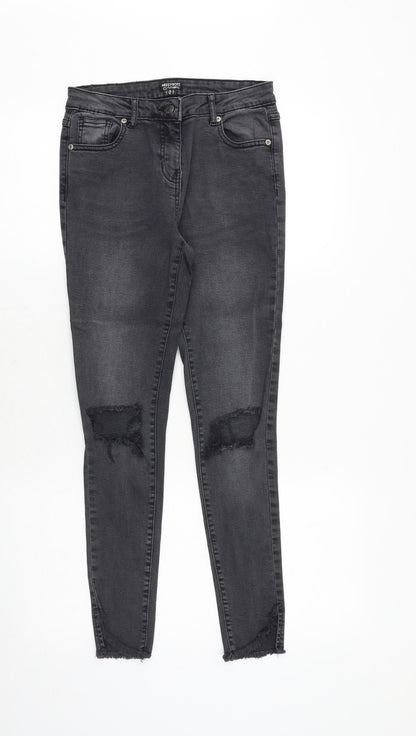 Missy Rose Womens Grey Cotton Skinny Jeans Size 8 Regular Zip