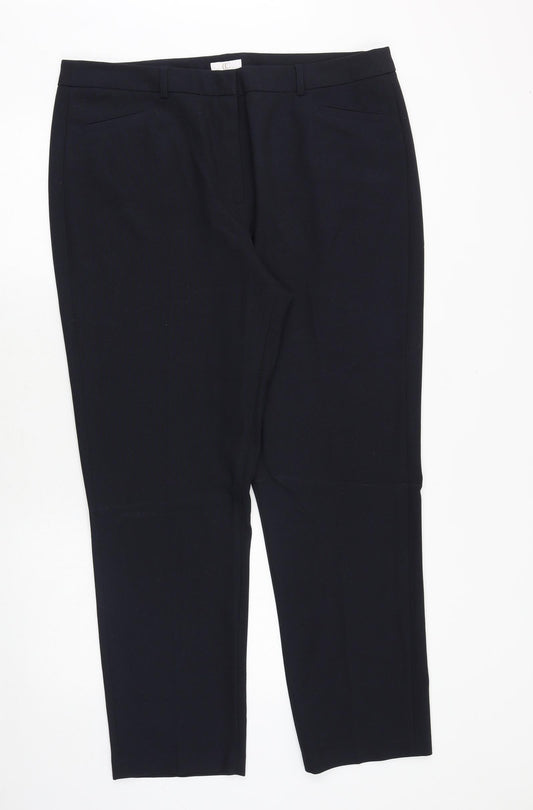 CC Womens Blue Viscose Trousers Size 18 Regular Zip